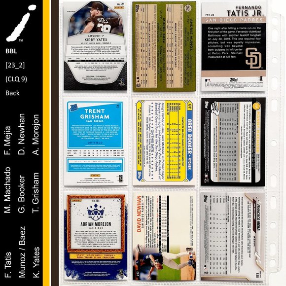 San Diego Padres 9 Card Lot - BBL [23_2] - Picture 2 of 8